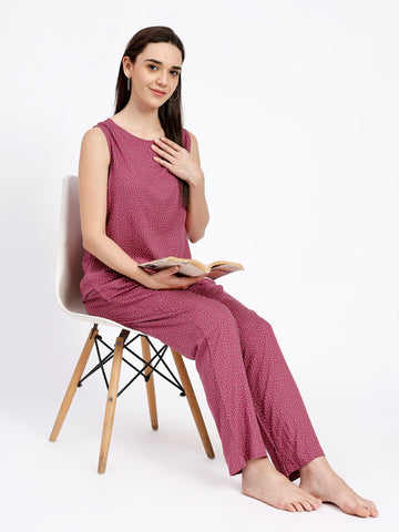 Women's Rayon Printed Night Suit Set |Stylish Co-Ord Set | Short Sleeve Pajama Set |Sleepwear Set| Summer Nightwear|Printed Shirt & Payjama Set