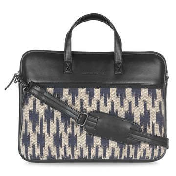 13"-14" Laptop Bag β Jacquard & PU with Padded Laptop Compartment (Black)