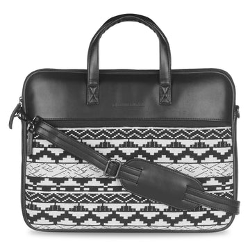 13"-14" Laptop Bag β Jacquard & PU with Padded Laptop Compartment (Black)