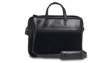 13"-14" Laptop Bag – Quilted Velvet & PU with Padded Laptop Compartment (Black)