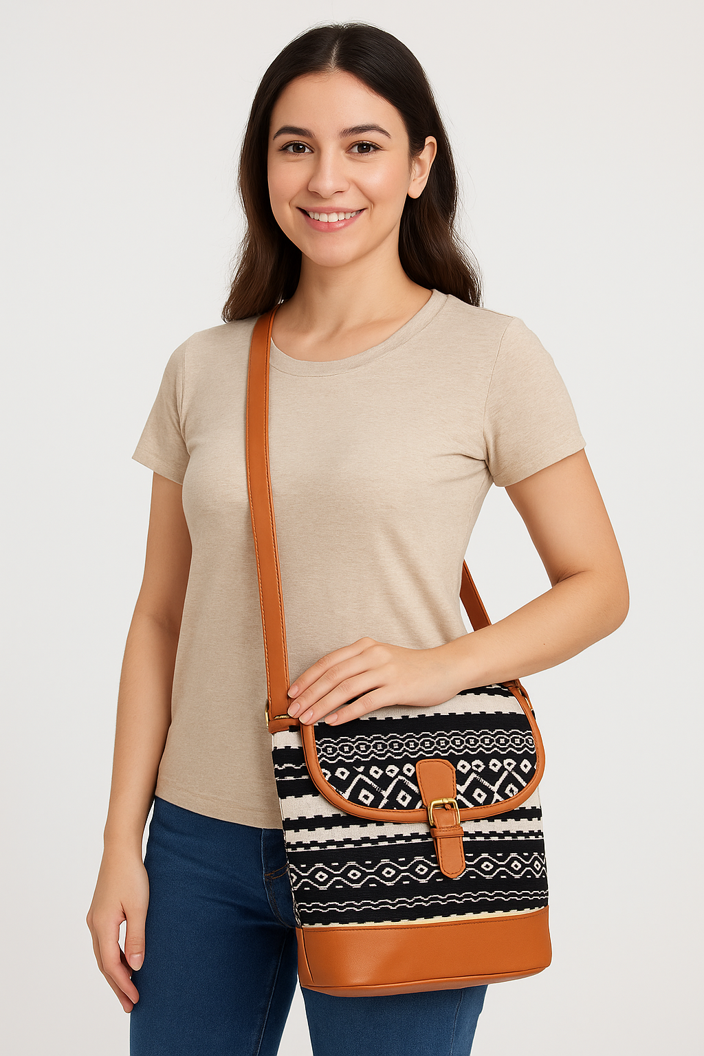 Kanvas Katha Multicolor Jacquard Sling Bag for Women