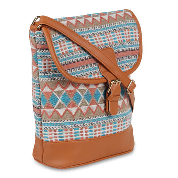 Kanvas Katha Multicolor Jacquard Sling Bag for Women