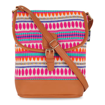 Kanvas Katha Multicolor Jacquard Sling Bag for Women