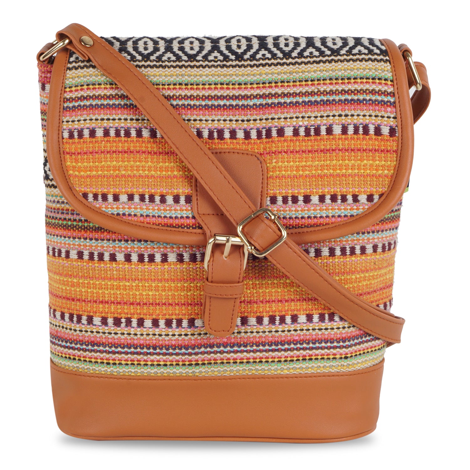 Kanvas Katha Multicolor Jacquard Sling Bag for Women