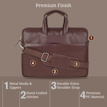 Faux Leather -Padded Laptop Bag - Fits Upto 14