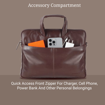 Faux Leather -Padded Laptop Bag - Fits Upto 14