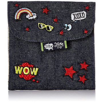 Kanvas Katha Fashion Women'S Embroidered Denim Sanitary Napkin Pouch-Ocean_B