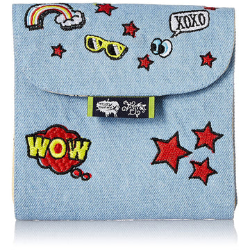 Kanvas Katha Fashion Women'S Embroidered Denim Sanitary Napkin Pouch-Sky_B