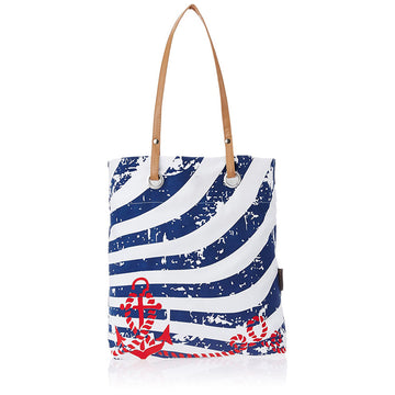 Tote Bag - White Blue Strap